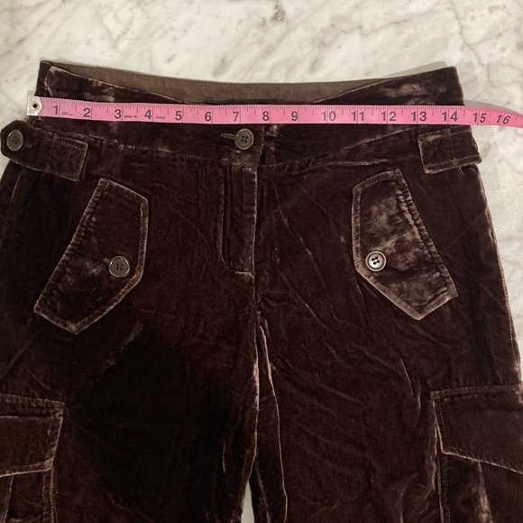 BCBG MAXAZARIA Brown Corduroy Cropped Cargo Baggy Pants Size 0 - Picture 9 of 11